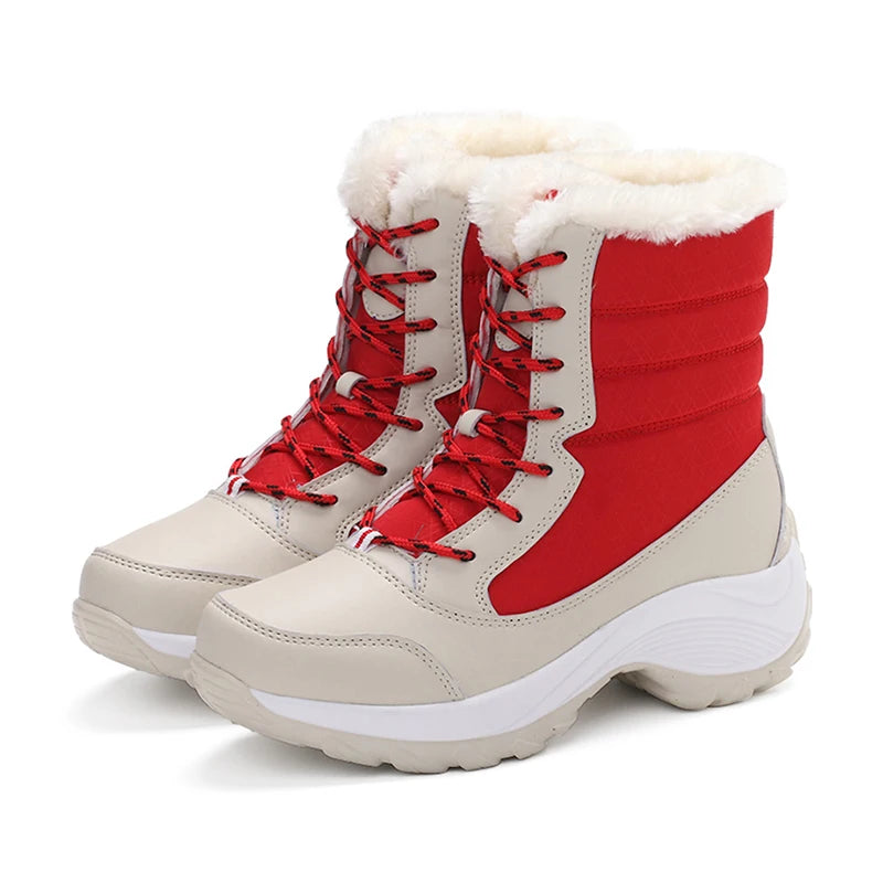 Snow Women's Boots Solid Shoes Women Platform Woman Shoes Fashion Mid Women's High Boots Lightweight Women Boots Botas Mujer