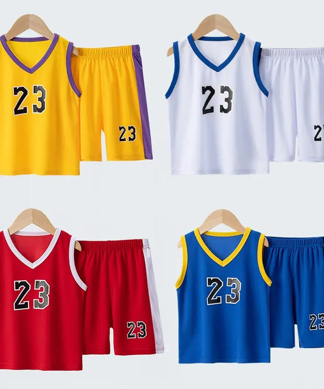 Summer CHILDREN'S Basketball Suit Boys and Girls Sports Vest Shorts Suit 23rd Handsome Boys and Students Vest Suit