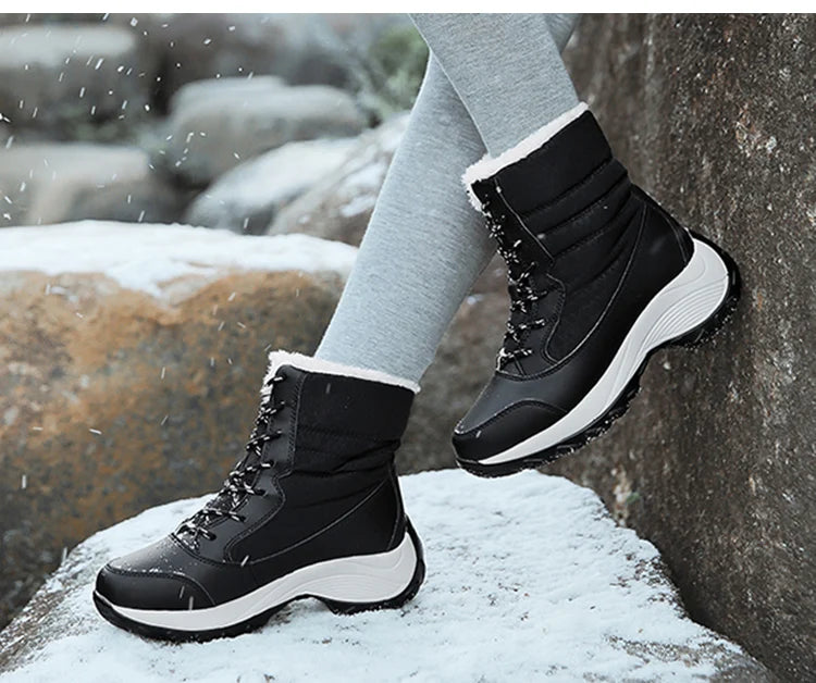 Snow Women's Boots Solid Shoes Women Platform Woman Shoes Fashion Mid Women's High Boots Lightweight Women Boots Botas Mujer