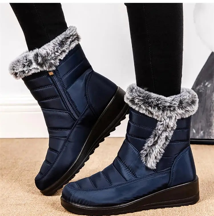 Women's Boots Snow New Ladies Shoes Platform Women Shoes Lightweight Mid High Boots Solid Women's Winter Shoes Boots Botas Mujer