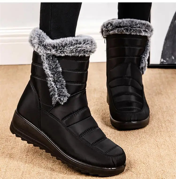 Women's Boots Snow New Ladies Shoes Platform Women Shoes Lightweight Mid High Boots Solid Women's Winter Shoes Boots Botas Mujer