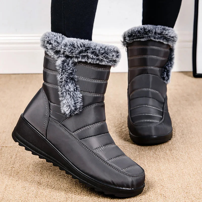 Women's Boots Snow New Ladies Shoes Platform Women Shoes Lightweight Mid High Boots Solid Women's Winter Shoes Boots Botas Mujer