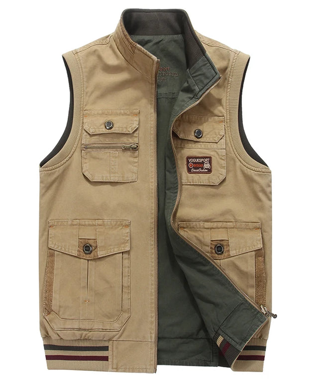 Autumn Mens Vests Sleeveless Tactical Photographer Jacket Cotton Casual Multi Pocket Vest Male Waistcoat Coat Plus Big Size 8XL