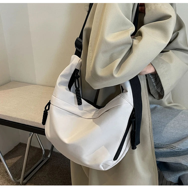 nylon Hobos crossbody bags Solid casual zipper women's bags 2024 fashion high quality on sale bolsa crossbody de cor sólida