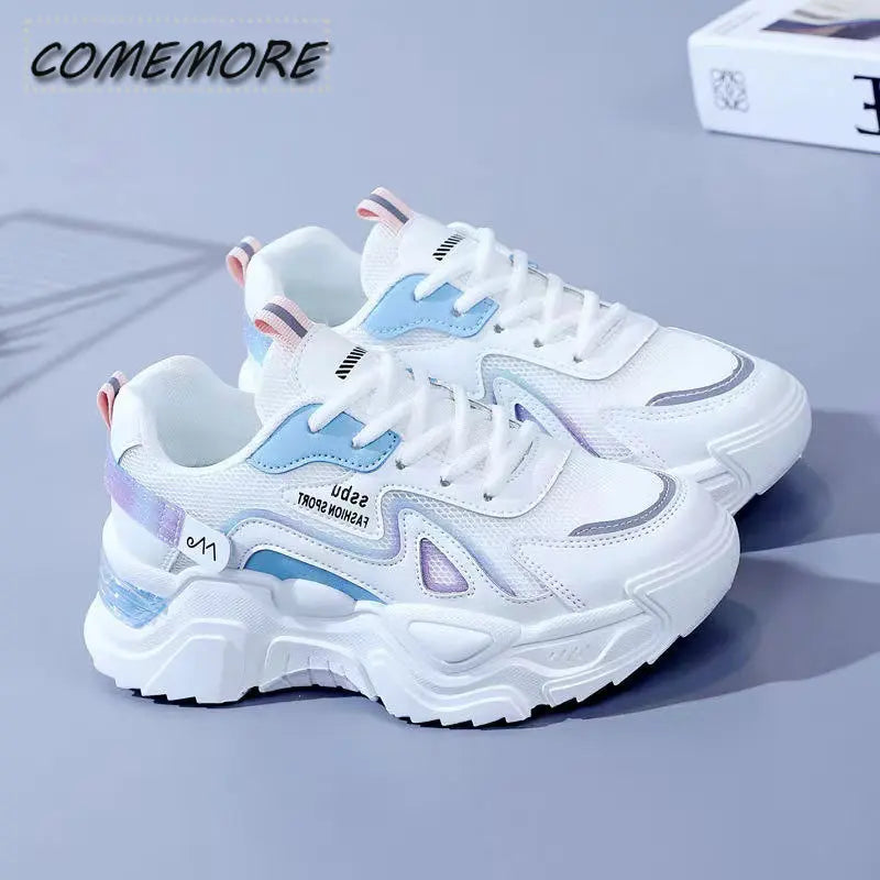 Women‘s Shoes 2023 New Fashion Breathable Mesh All-match Casual Shoes Lace Up Female Platform Shoes Sneakers Woman Zapatos Mujer