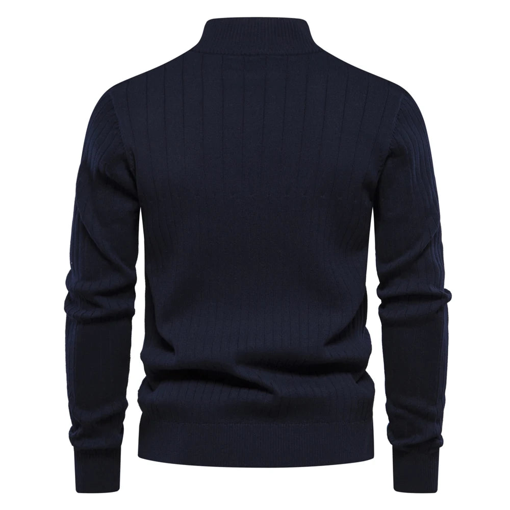 2023 New Autumn Zipper Pullover Sweaters for Men High Quality Warm Winter Stand Collar Cotton Knitted Sweater Men