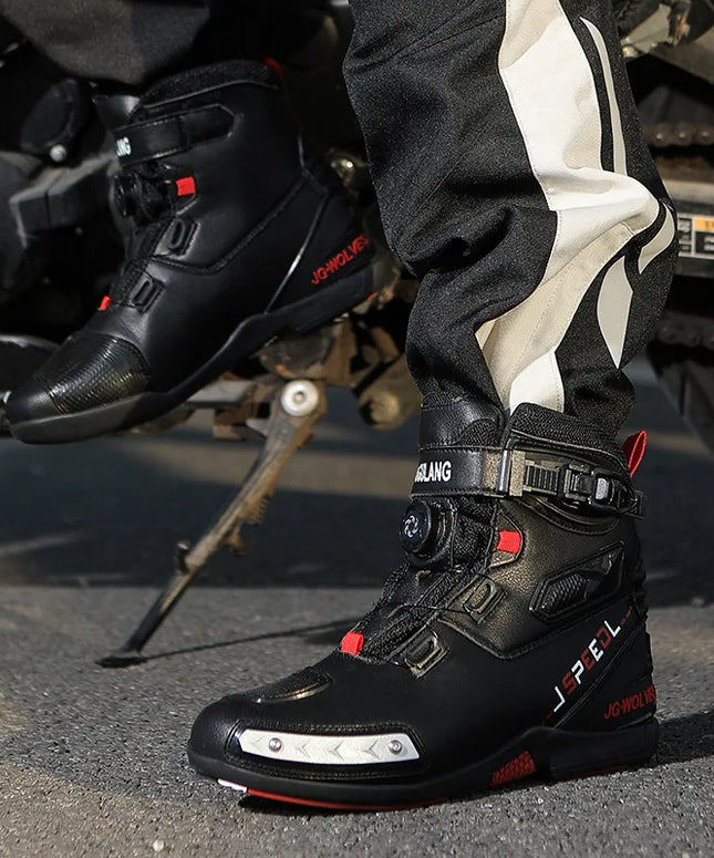 2024 New Motorcycle Boots Men Leather Motos Breathable Anti Slip Wear-Resistant Riders Boots Motorbike Racing Ankle Length S