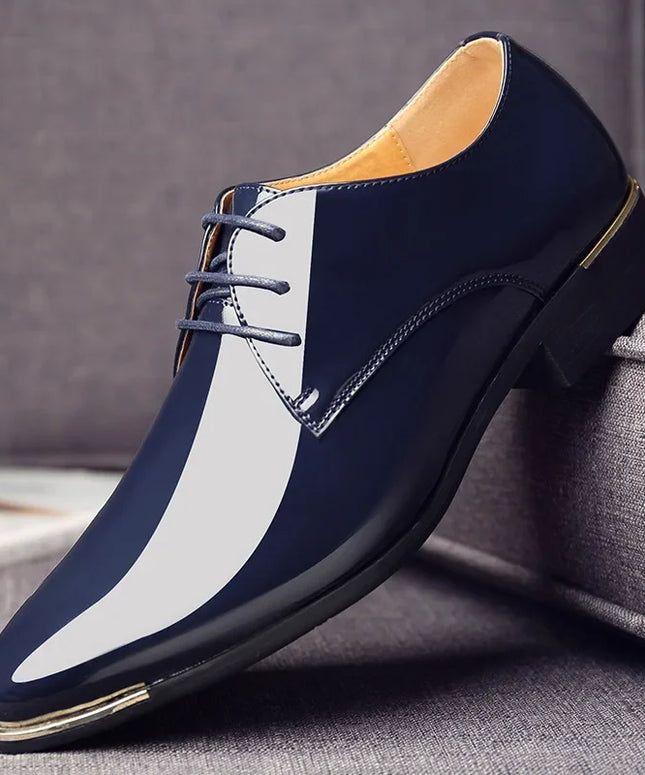 2024 New Men’s Patent Leather Shoes  British Style Men's Dress Shoes Lace Up Pointed Toe Wedding Business Party Social Shoe Male