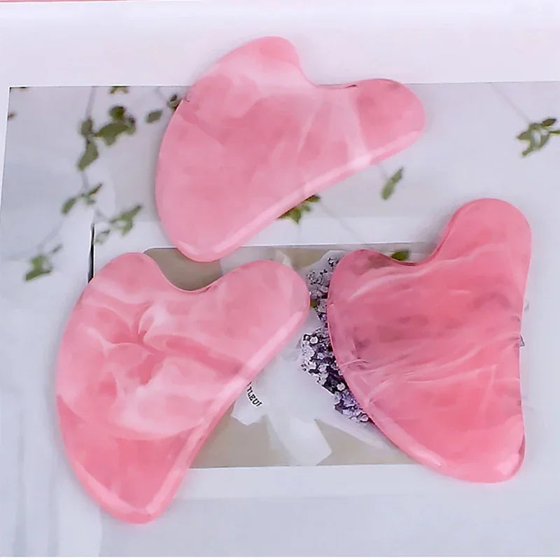 Rose quartz Natural resin Gua Sha Massage Board Rose Face Massager Scrapers Tools For Face Neck Back Body SPA Massage Tools괄사 마사지