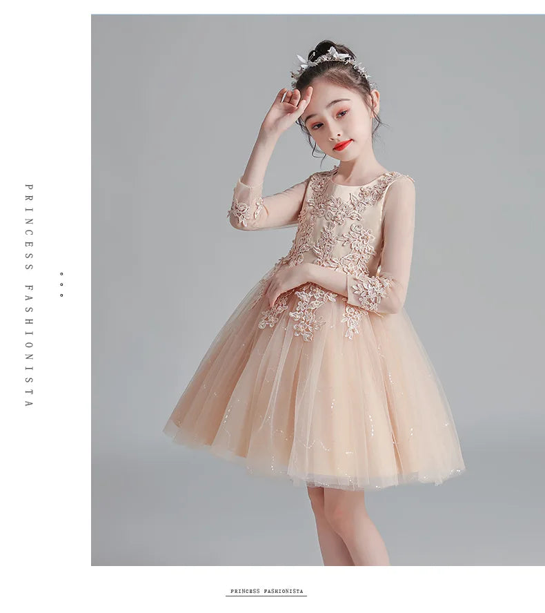 White Child Solid Lace Costume Evening Party Tutu Princess Kids Dresses For Baby Girl Formal Wedding Clothes 3 4 6 8 10 11Years