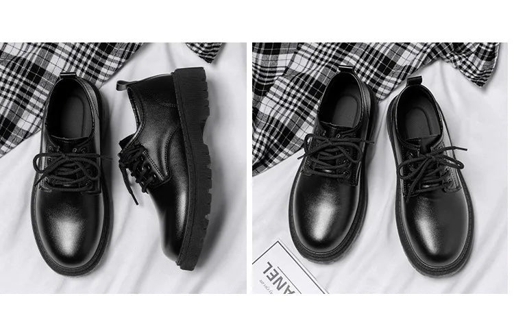 Round Toe Men‘s Dress Shoes Brogue Shoes Men Korea Leather Platform Oxfords Elegant Man's Formal Shoes New Business Office Shoe