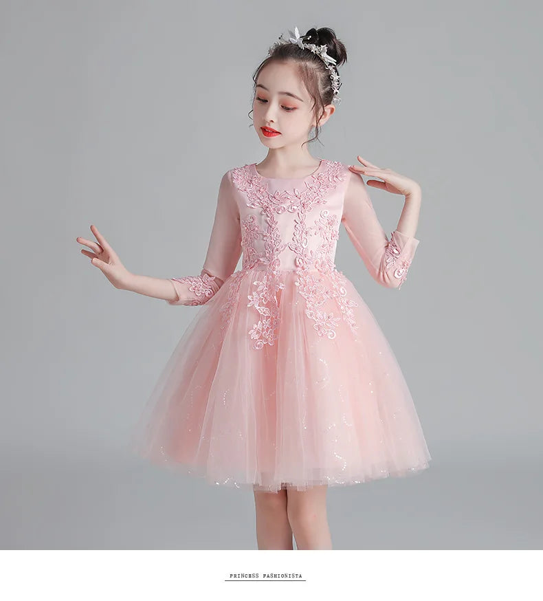 White Child Solid Lace Costume Evening Party Tutu Princess Kids Dresses For Baby Girl Formal Wedding Clothes 3 4 6 8 10 11Years