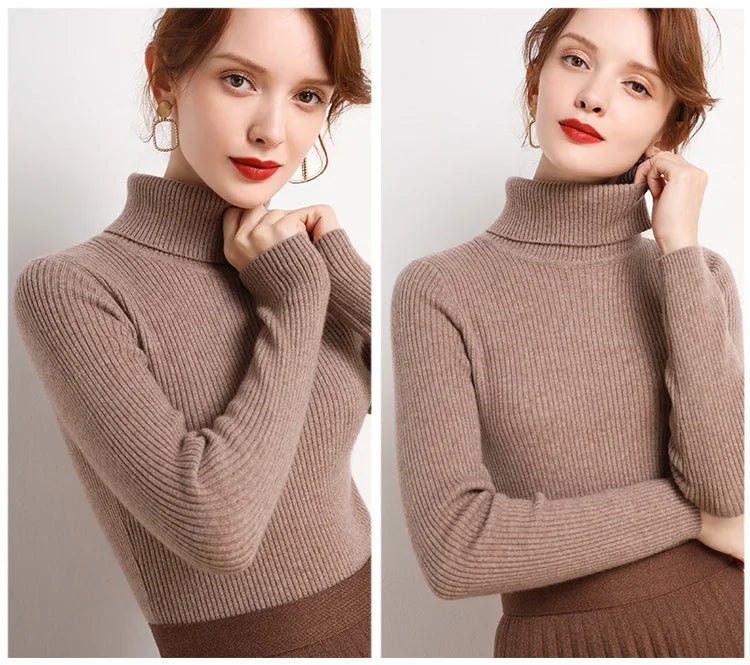 Heliar Women Fall Turtleneck Sweater Knitted Soft Pullovers Cashmere Jumpers Basic Soft Sweaters For Women 2024 Autumn Winter