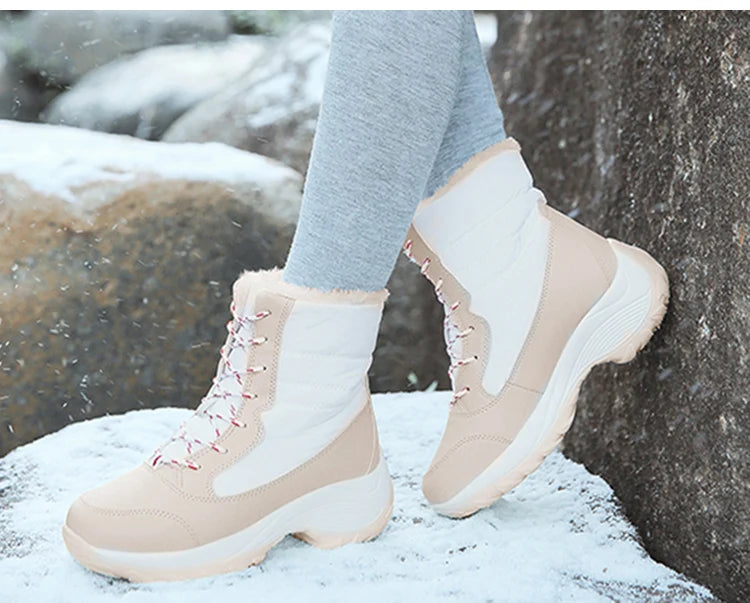 Snow Women's Boots Solid Shoes Women Platform Woman Shoes Fashion Mid Women's High Boots Lightweight Women Boots Botas Mujer