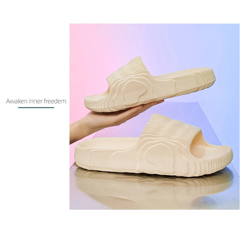 Soft Home Slippers Couple Summer Indoor Skid Proof Bathroom Slippers Sandals Hotel Solid Color Men Women Flip Flops Flat Shoes