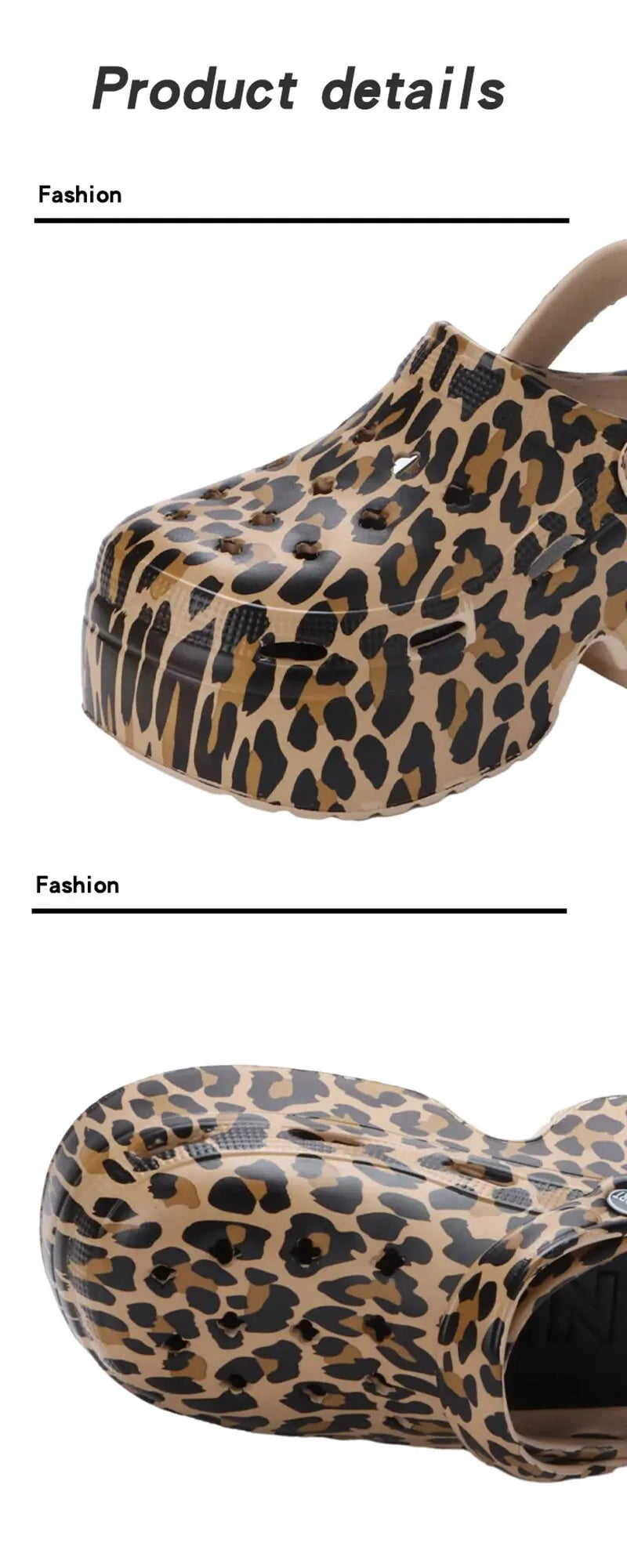 Rimocy Leopard Print 9Cm Women Hole Shoes Summer Thick Bottom Clogs for Woman Chunky Platform Slippers Non-Slip Garden Sandals