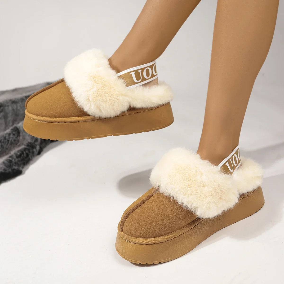 2024 New Leather Women Fashion Winter Indoor Solid Color Suede Slippers Ladies Home Platform Warm Slip-on Women’s Shoes