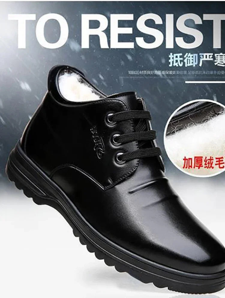 New Man Genuine Leather Snow Plush Thicken Men’s Boot Handmade Winter Lace Up Shoes Casual Comfortable Ankle Boots Loafers Men