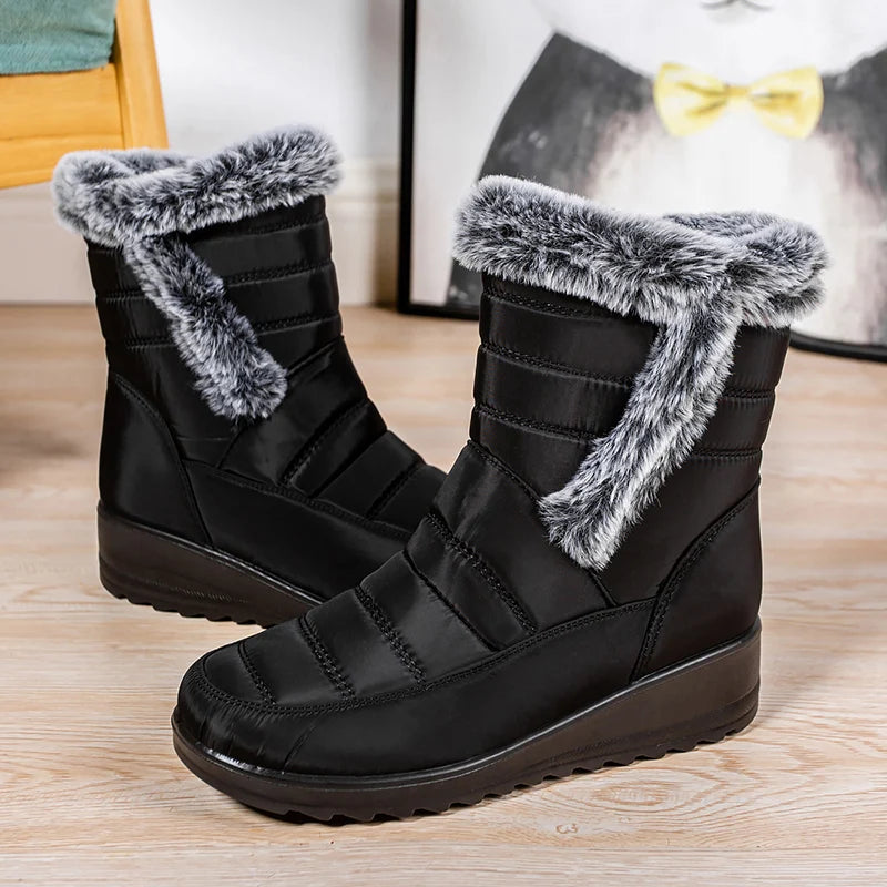 Women's Boots Snow New Ladies Shoes Platform Women Shoes Lightweight Mid High Boots Solid Women's Winter Shoes Boots Botas Mujer