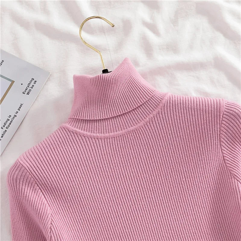 Heliar Women Fall Turtleneck Sweater Knitted Soft Pullovers Cashmere Jumpers Basic Soft Sweaters For Women 2024 Autumn Winter