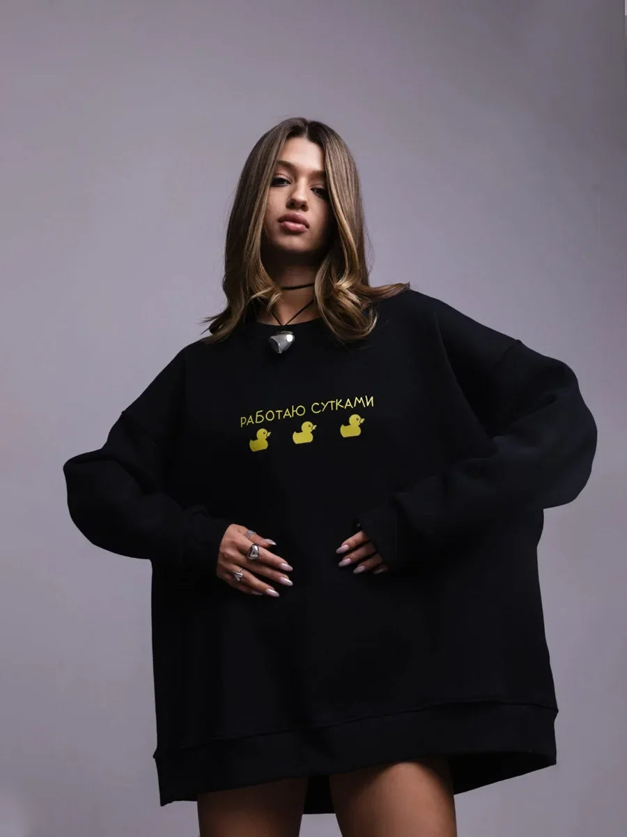 Bornladies Women's Loose Sweatshirt Loose Printing Hoodies Female Fashion Casual Oversized  Autumn Winter Warm Couple Pullovers