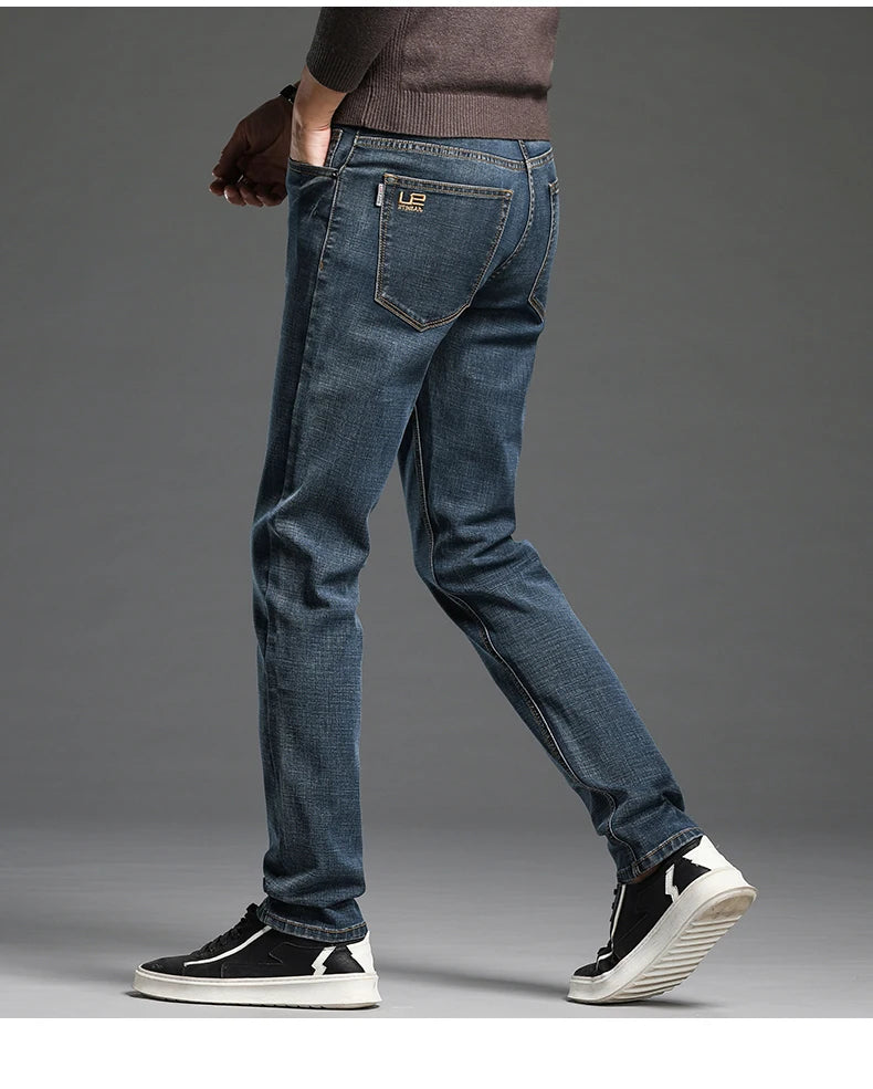 2024 Cotton Stretch Jeans Men Classic Retro Straight Slim Straight Trouser Male Korea Brand Clothing Denim Pants Plus Size 40