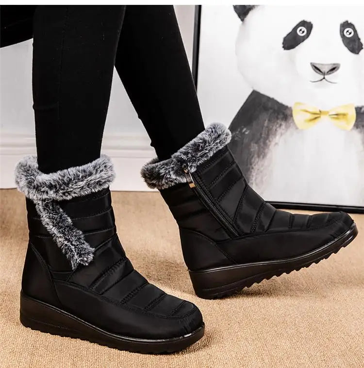 Women's Boots Snow New Ladies Shoes Platform Women Shoes Lightweight Mid High Boots Solid Women's Winter Shoes Boots Botas Mujer