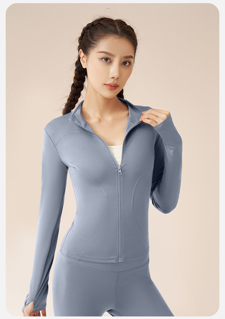 S-3XL Women's Tracksuit Jacket Slim Fit Long Sleeved Fitness Coat Yoga Tops With Thumb Holes Gym Jacket Workout Sweatshirts2024